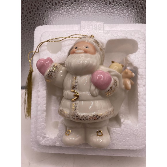 Lenox‎ 2000 Santa Claus Ceramic Ornament with Gift Bag Gold Accents - Picture 6 of 7